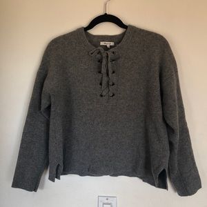 Madewell Lace-Up Merino Wool Sweater